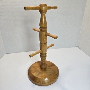 Vintage Mid Century Modern Farmhouse Wooden Mug Tree Stand